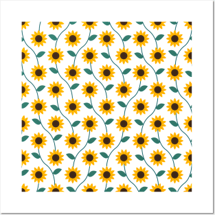 sunflower patterned Posters and Art